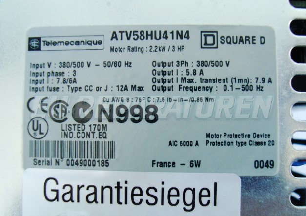 SHOP, Kaufen: TELEMECANIQUE ATV58HU41N4 FREQUENZUMFORMER