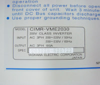 Spec 20302b-620722 Yaskawa CIMR-VME2030