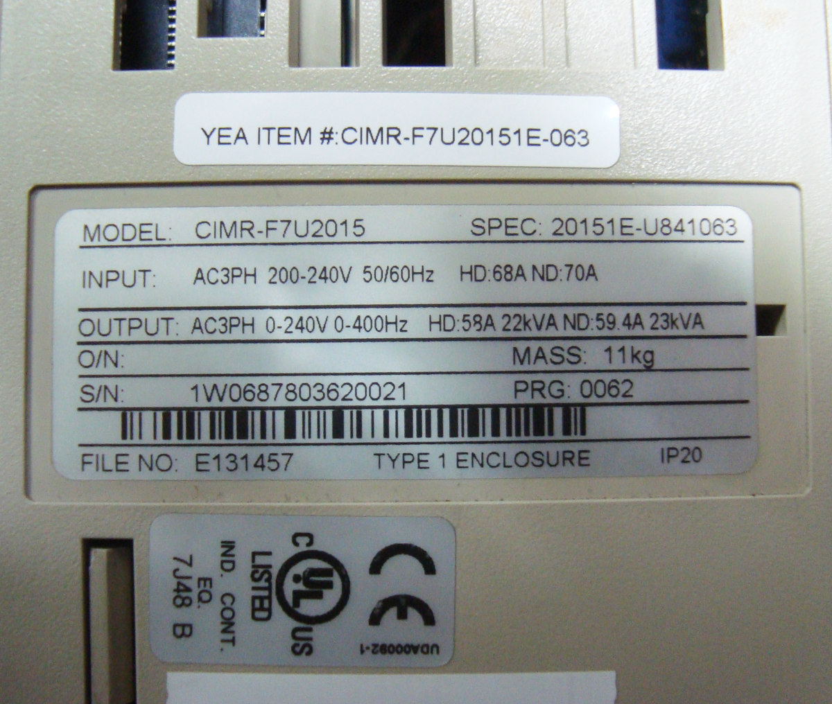 Fehler Yaskawa CIMR-F7U2015 Alarm