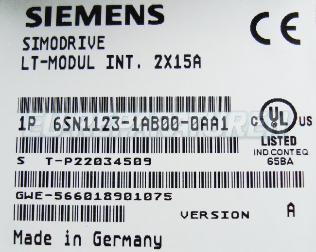Typenschild 6sn1123-1ab00-0aa1 Siemens
