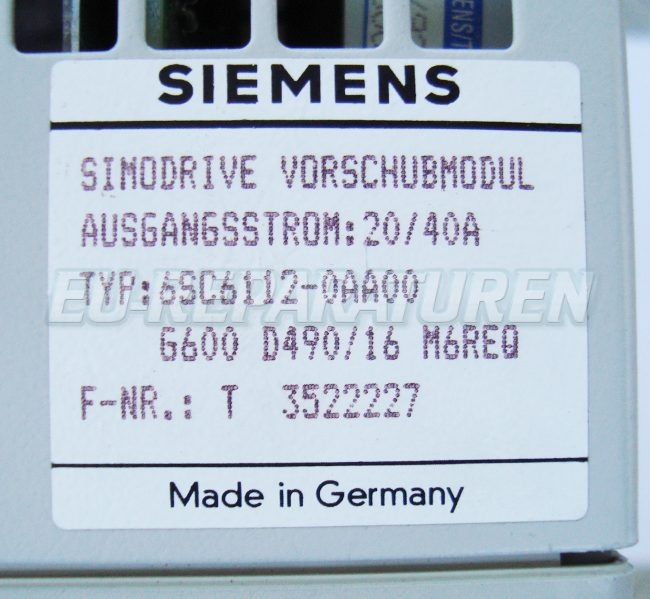 4 Typenschild Siemens 6sc6112-0aa00
