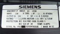 Typenschild 6SE2102-1AA00 Simovert-p