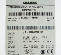 Typenschild 6SE7024-7ED61