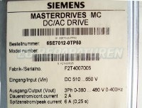 Typenschild 6SE7012-0TP50-Z