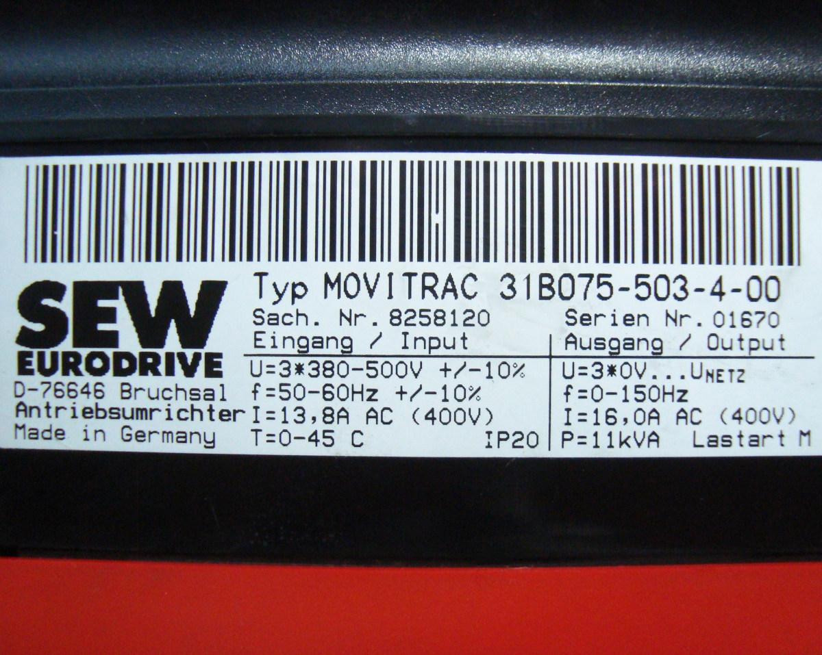 Sew Alarm 31B075-503-4-00 Movitrac Fehlermeldung