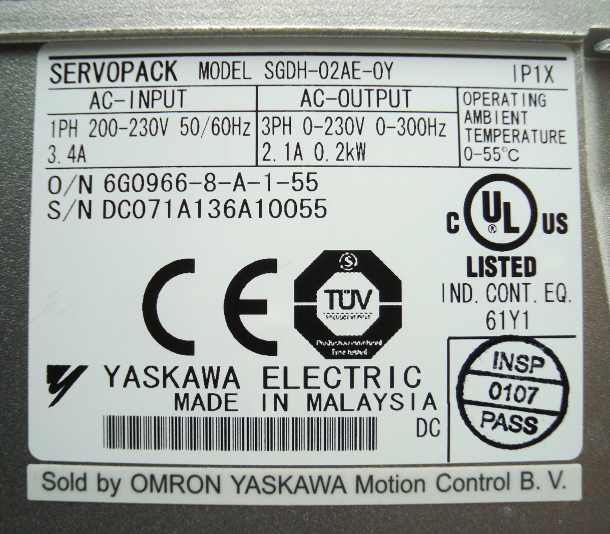 Manual SGDH-02AE-0Y Yaskawa Servopack Alarm