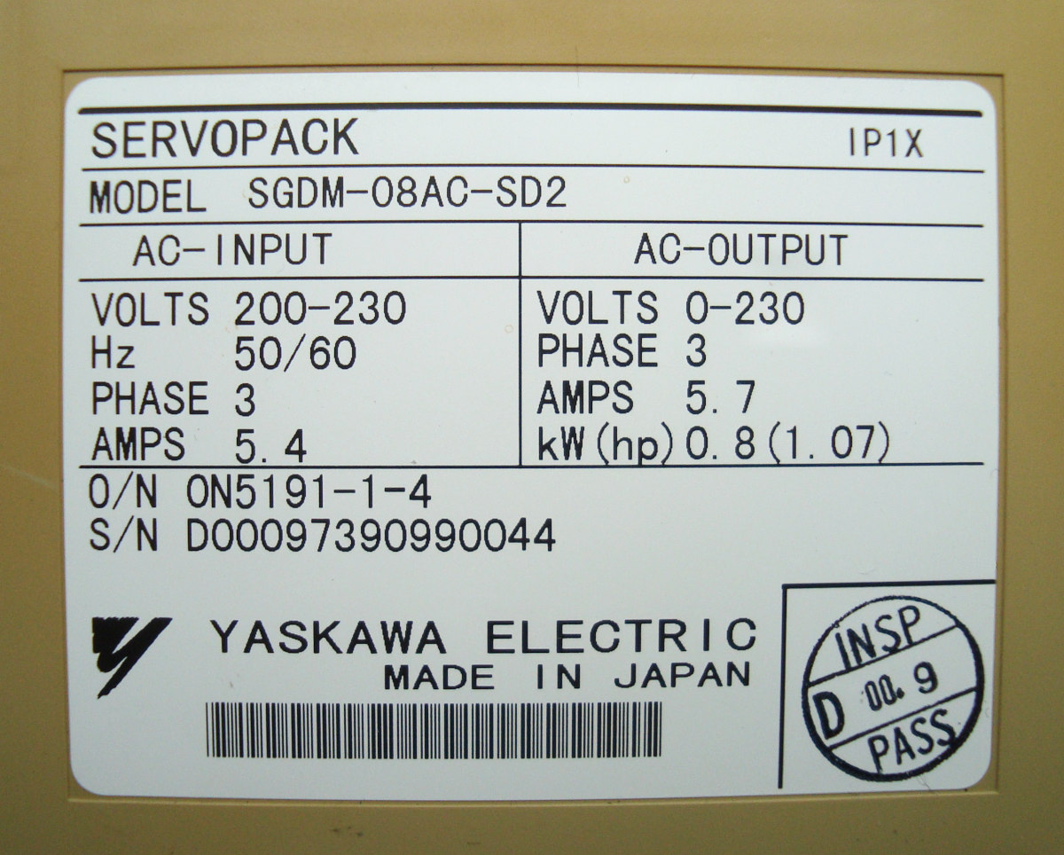 Alarm SGDM-08AC-SD2 Servopack Keine Funktion