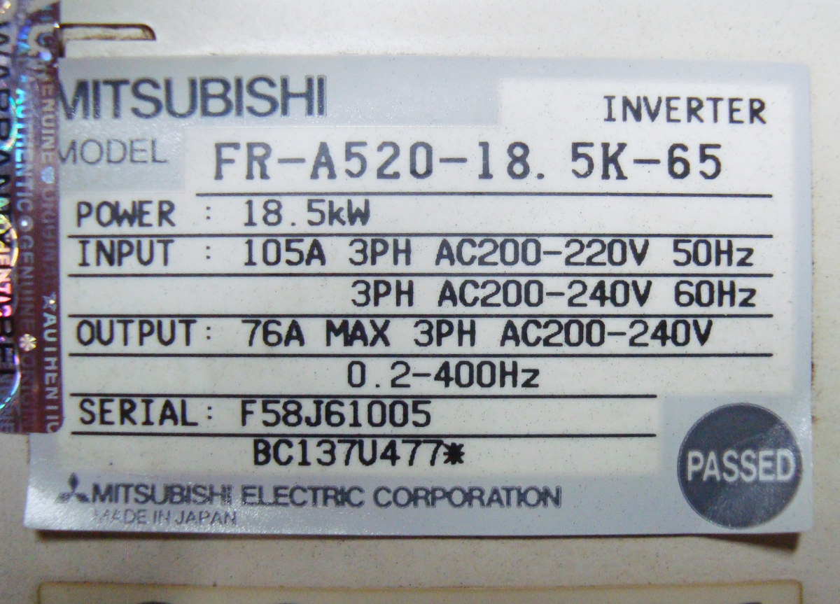 Alarm Unterspannung FR-A520-18.5K-65 Freqrol A500