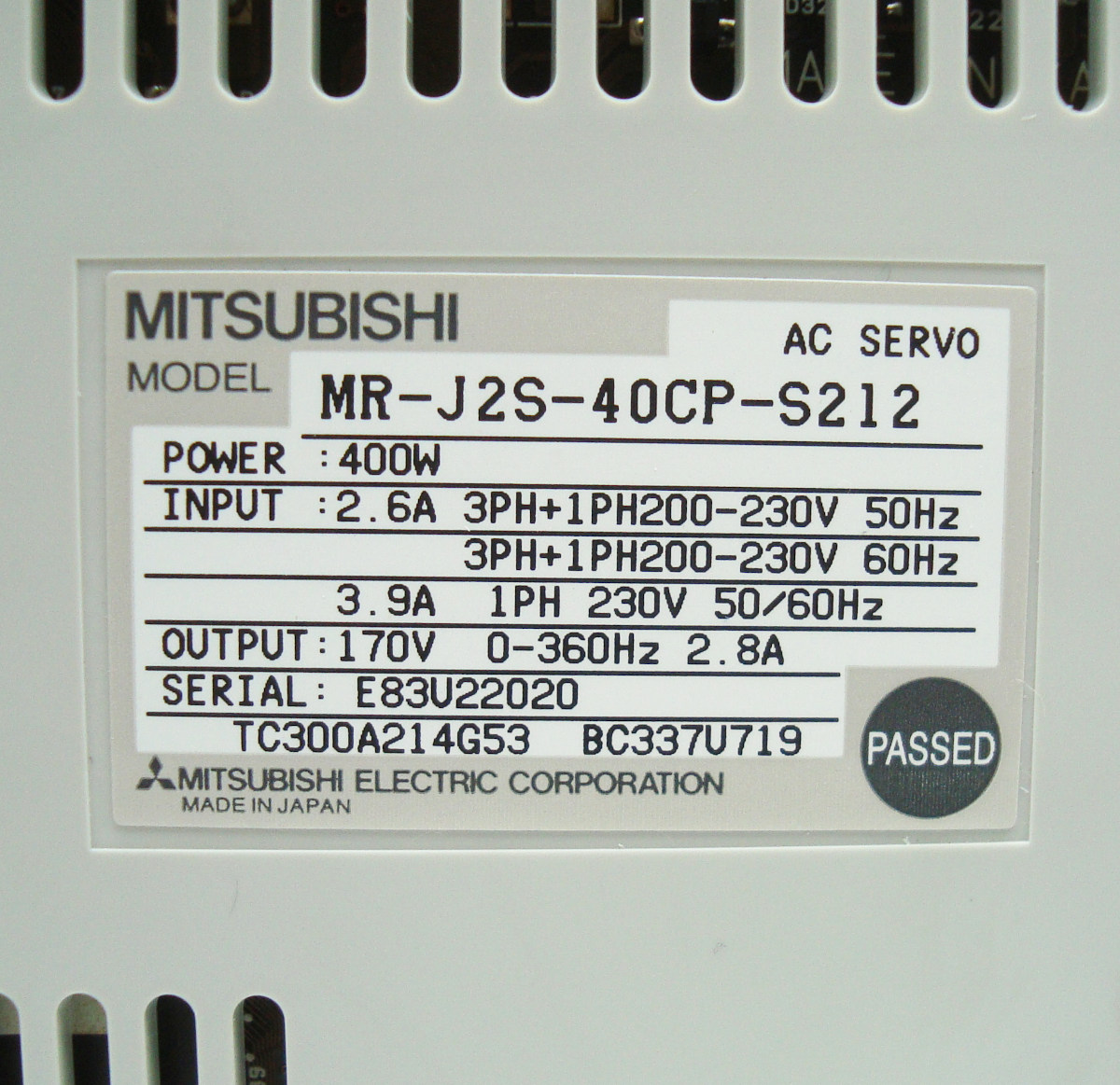 Manual Mitsubishi MR-J2S-40CP-S212 Alarm Unterspannung