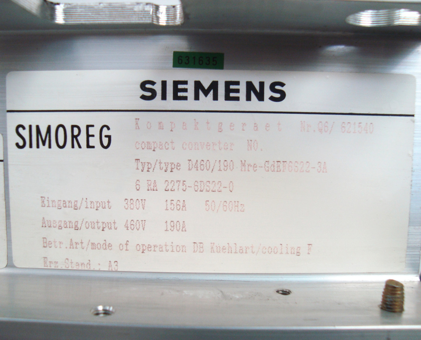 Kostenlose Untersuchung 6RA2275-6DS22-0 Siemens