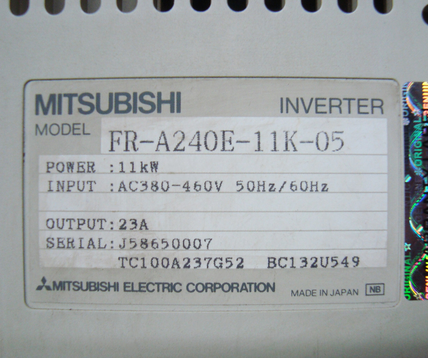 Alarm Ueberstrom FR-A240E-11K-05 Display Dunkel