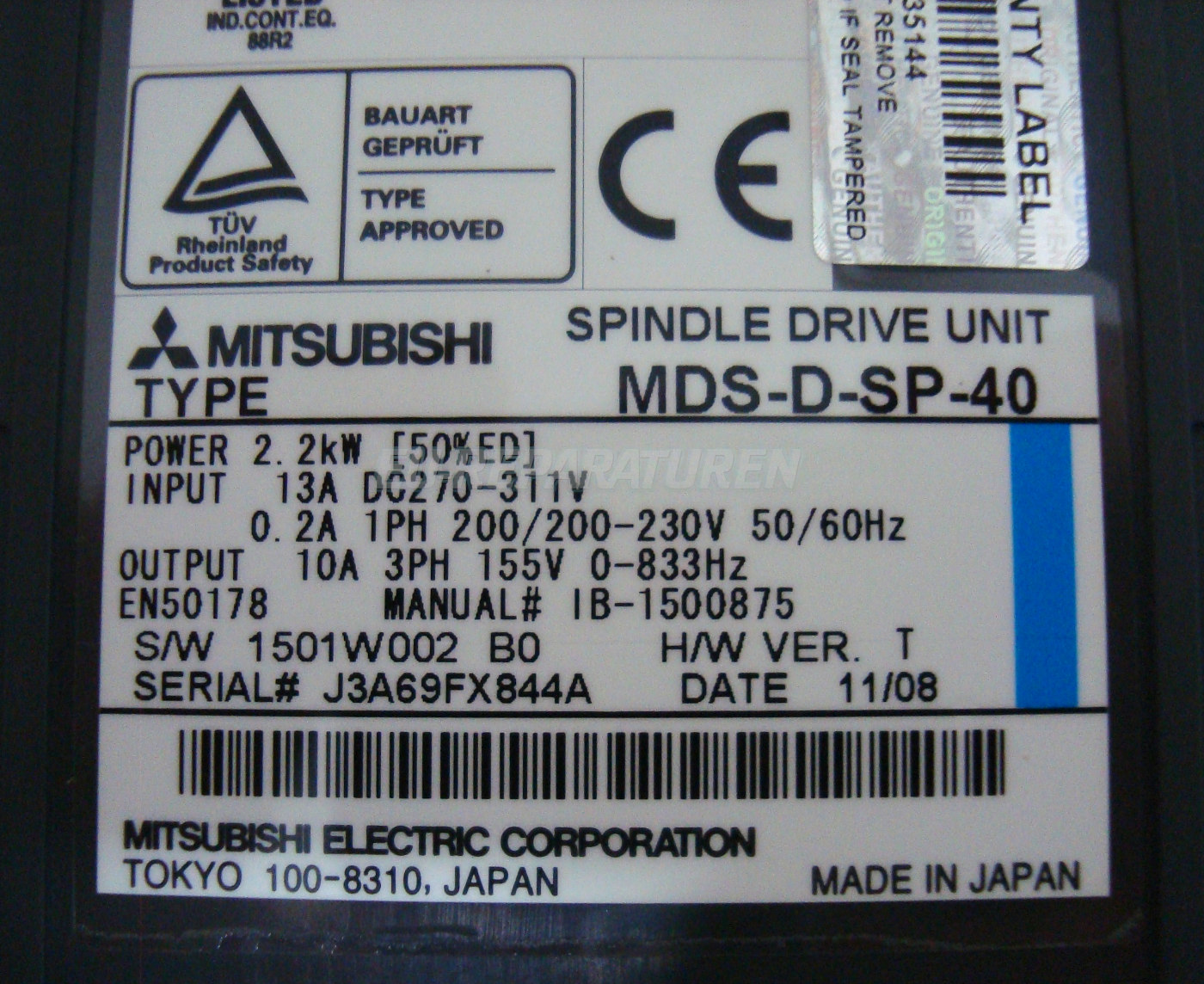 Alarm-32 MDS-D-SP-40 Spindel-controller Mazak Traub Mitsubishi