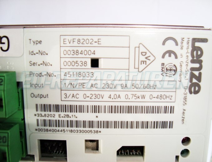 Leistungsdaten EVF8202-E Lenze