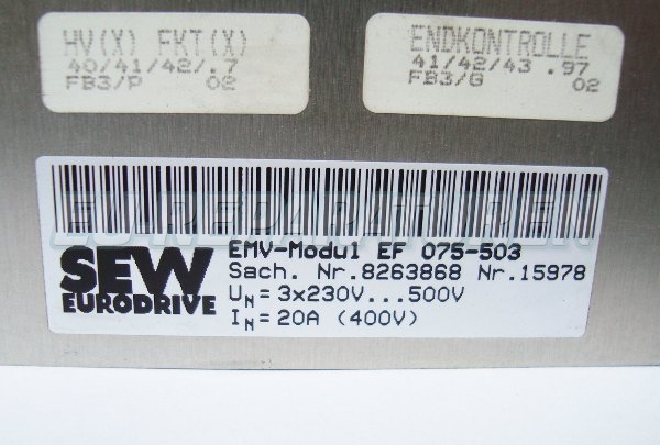 Typenschild EF075-503