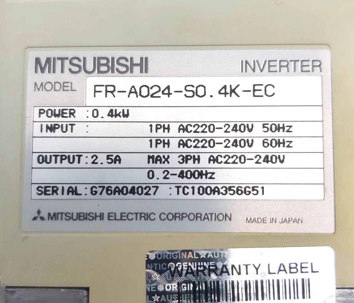 Manual FR-A024-S0.4K-EC Freqrol A024 Fehler Alarm