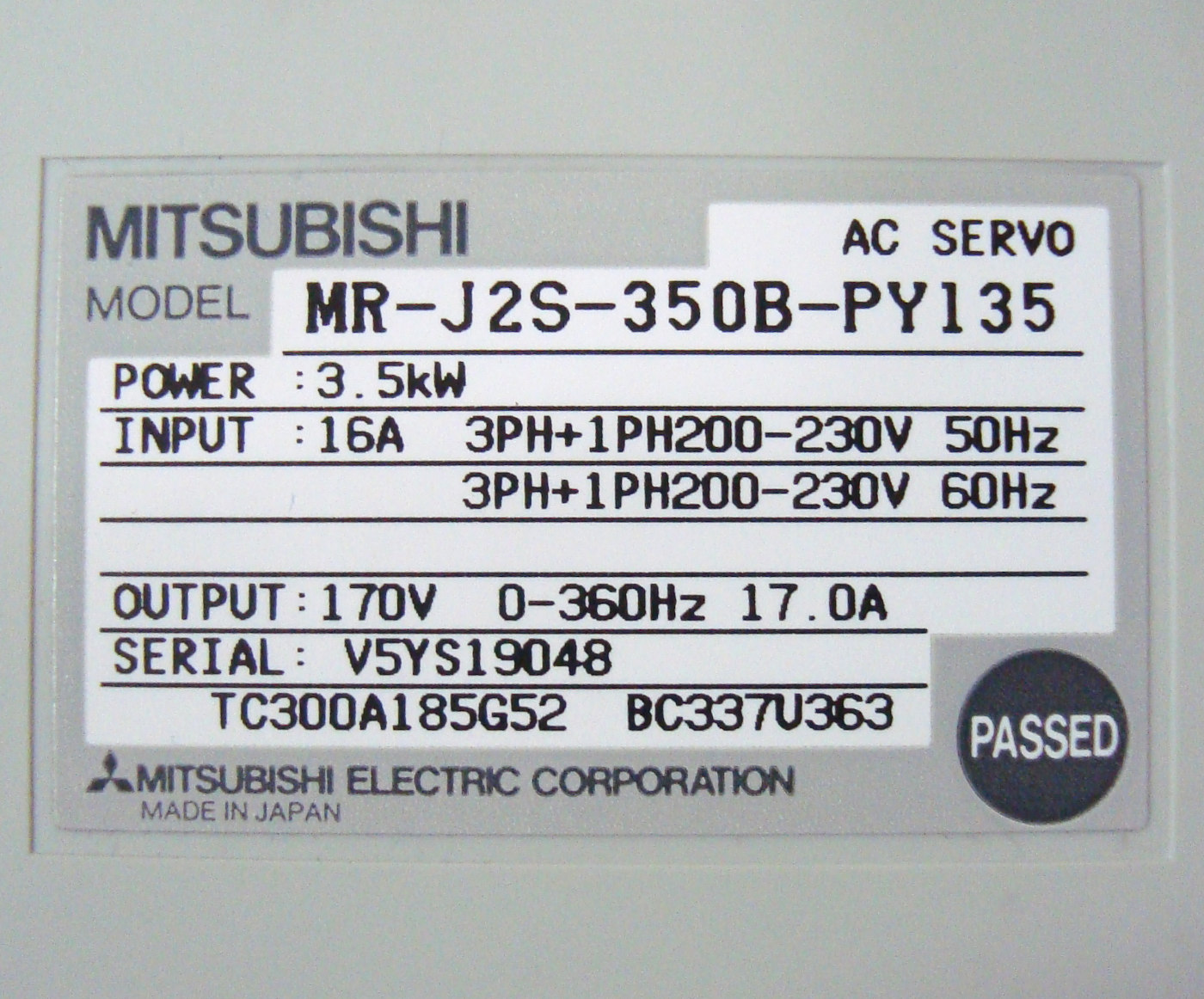 Austausch MR-J2S-350B-PY135 Schnelle Lieferung